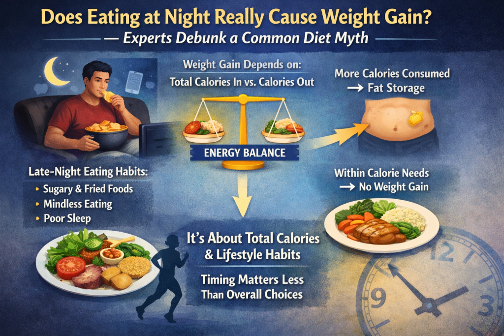 “Does Eating at Night Really Cause Weight Gain?”