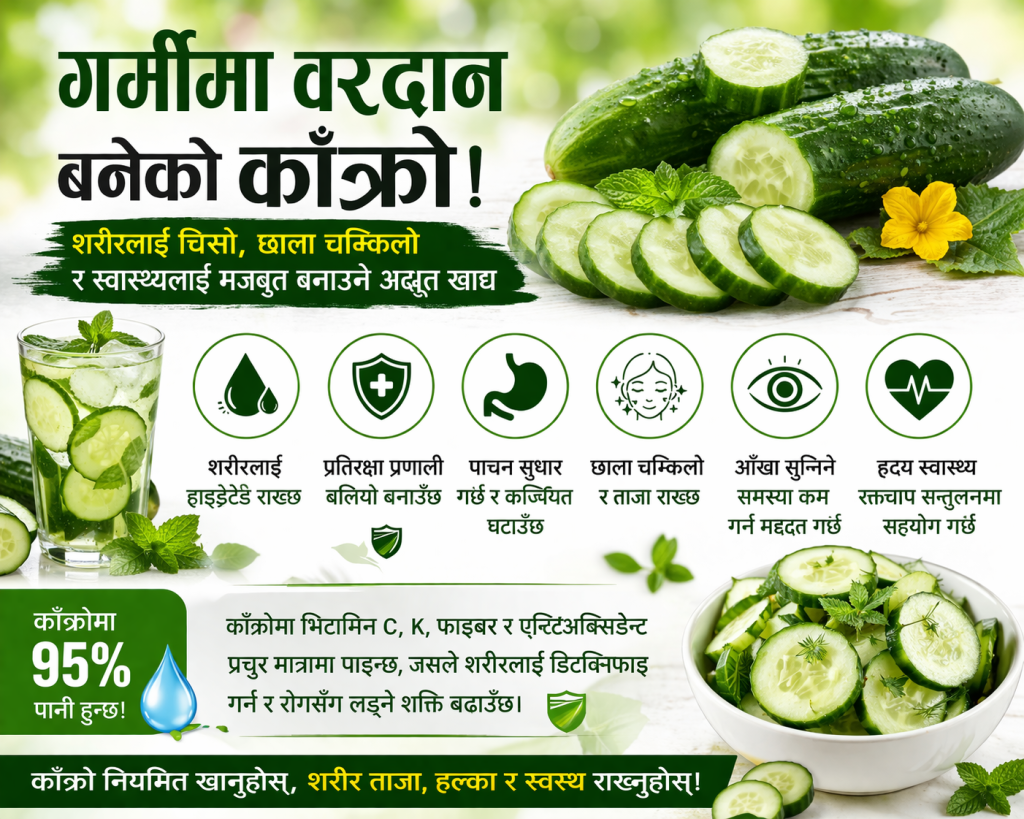 गर्मीमा वरदान बनेको काँक्रो: शरीरलाई चिसो, छाला चम्किलो र स्वास्थ्यलाई मजबुत बनाउने अद्भुत खाद्य